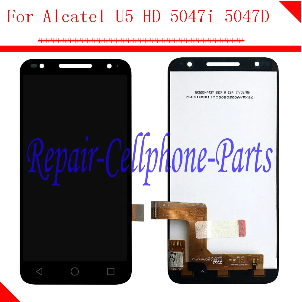 Для Alcatel U5 HD полный ЖК дисплей + сенсорный экран дигитайзер в сборе для 5047i 5047D