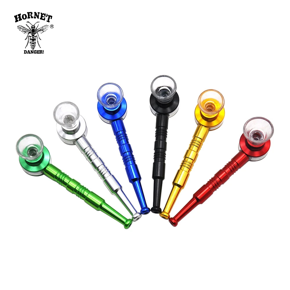 

HORNET Air Craft Aluminum Smoking Pipe 102MM Glass Bowl Metal Tobacco Herb Pipes Glass Hand Spoon Pipe Smoking Water Pipes