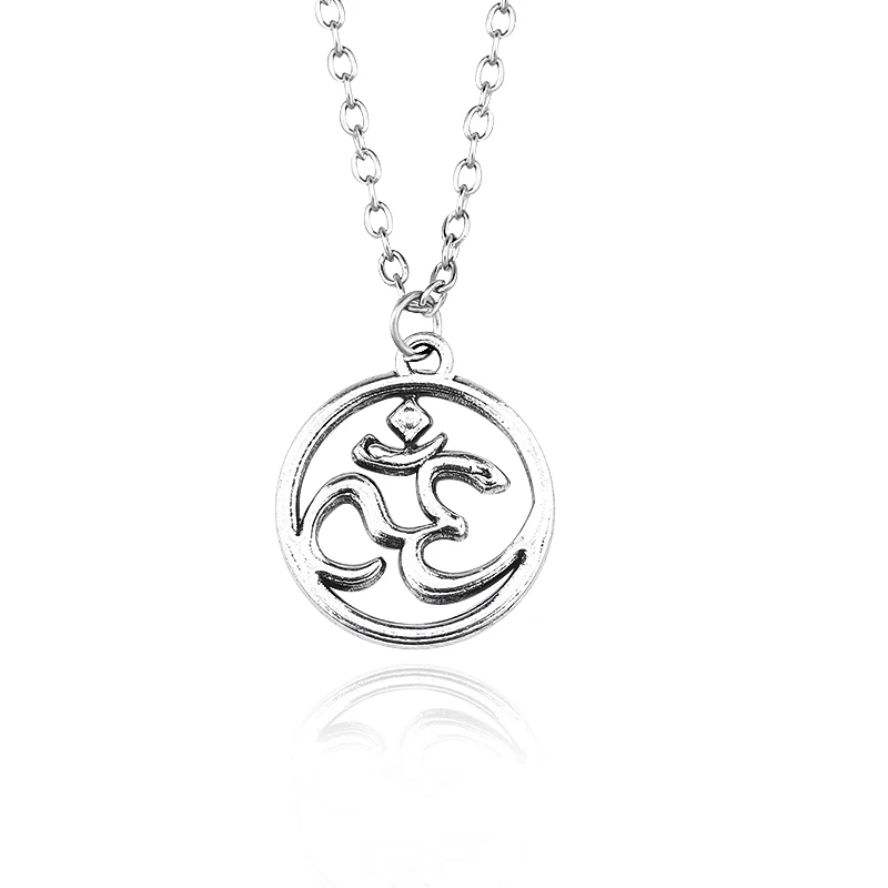 Ожерелье с подвеской в стиле стимпанк винтажный маленький амулет Ом индуистский буддийский АУМ Ом ожерелье для йоги Женская модная спортивная Бижутерия Ожерелье - Окраска металла: Yoga B