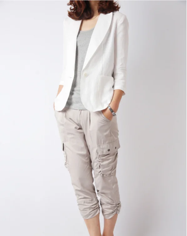 

Mr.nut cotton and linen blazer 2019 summer new Korean version of the seven-point sleeve ladies casual suit