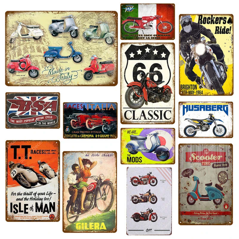Классический Route 66 мотоциклетные плакаты Паб Бар Гараж украшения скутера оловянные знаки Ретро металлическая пластина с винтажным рисунком MV табличка