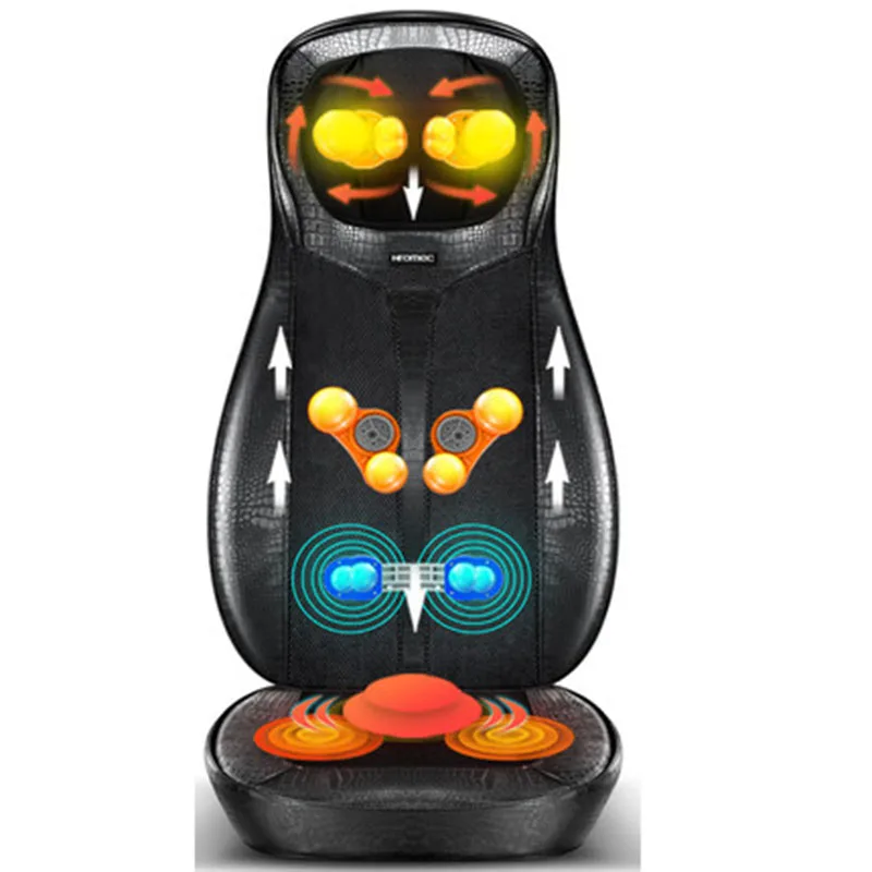 UP Leather Quality Massage Cushion Multi-functional Elderly Home Office Cervical Vertebra Massage Chair - Color: Gentleman Black