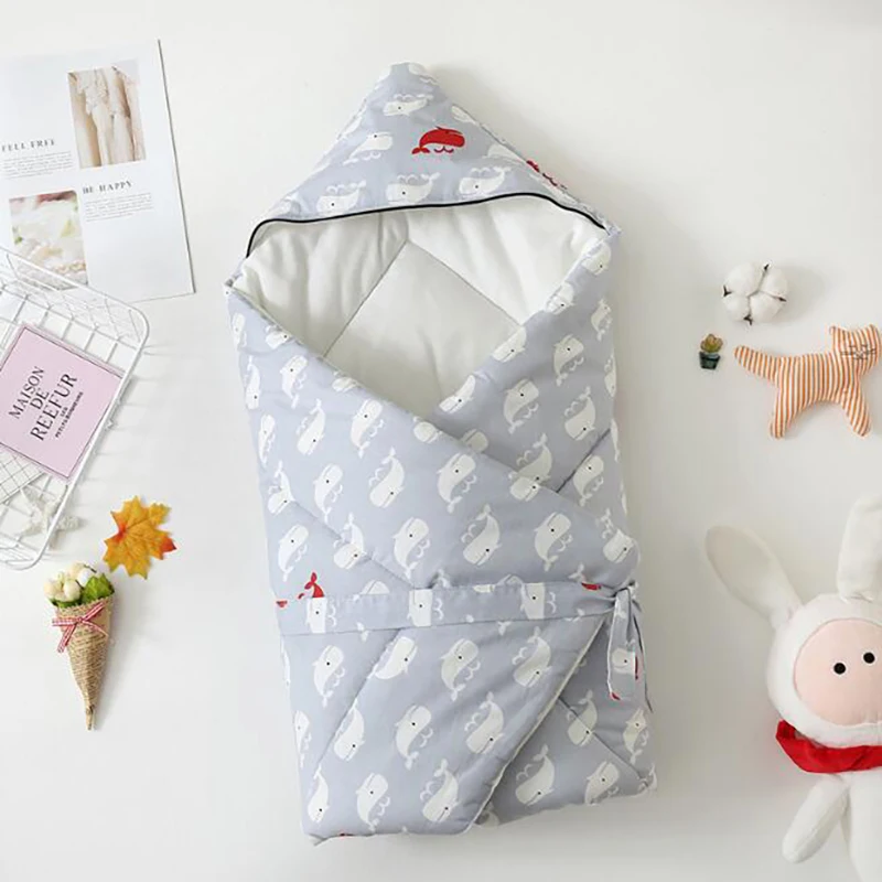 Baby Care Swaddle Blanket wadded quilt stroller Thicken Blanket Crib Bedding Swaddling cartoon Printing Autumn winter BWZ017 - Цвет: C