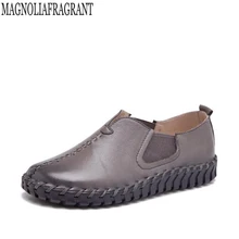 Лоферы для женщин обувь по заводским ценам национальные цветы ручной работы Пояса из натуральной кожи Обувь Для женщин ретро мягкая подошва без каблука Обувь балетки на плоской подошве Для женщин K45