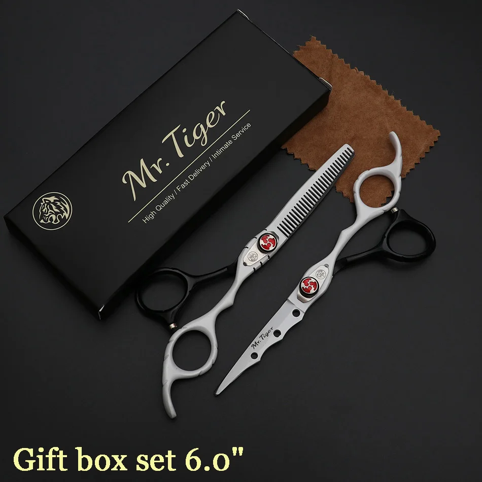 Ножницы для волос с острым лезвием, Профессиональные парикмахерские ножницы, парикмахерские ножницы, парикмахерские ножницы с бритвенным набором Makas 5,5 6,0 - Цвет: gift box set