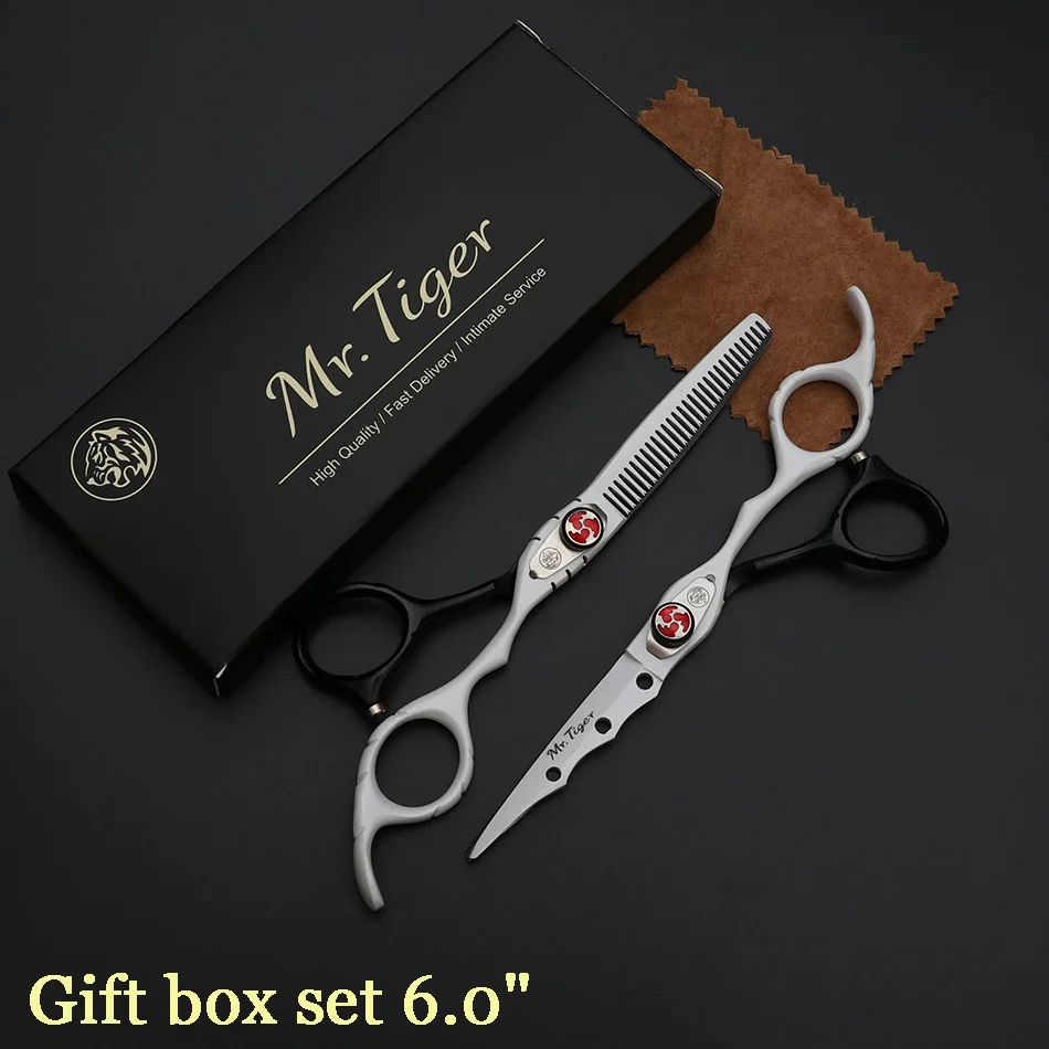 gift box set Ножницы для волос с острым лезвием, Профессиональные парикмахерские ножницы, парикмахерские ножницы, парикмахерские ножницы с бритвенным набором Makas 5,5 6,0 - Цвет: gift box set