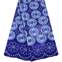 Высококачественная синяя нигерийская кружевная ткань, последняя африканская сухая сетчатая кружевная ткань с камнями, швейцарская кружевная ткань из хлопка