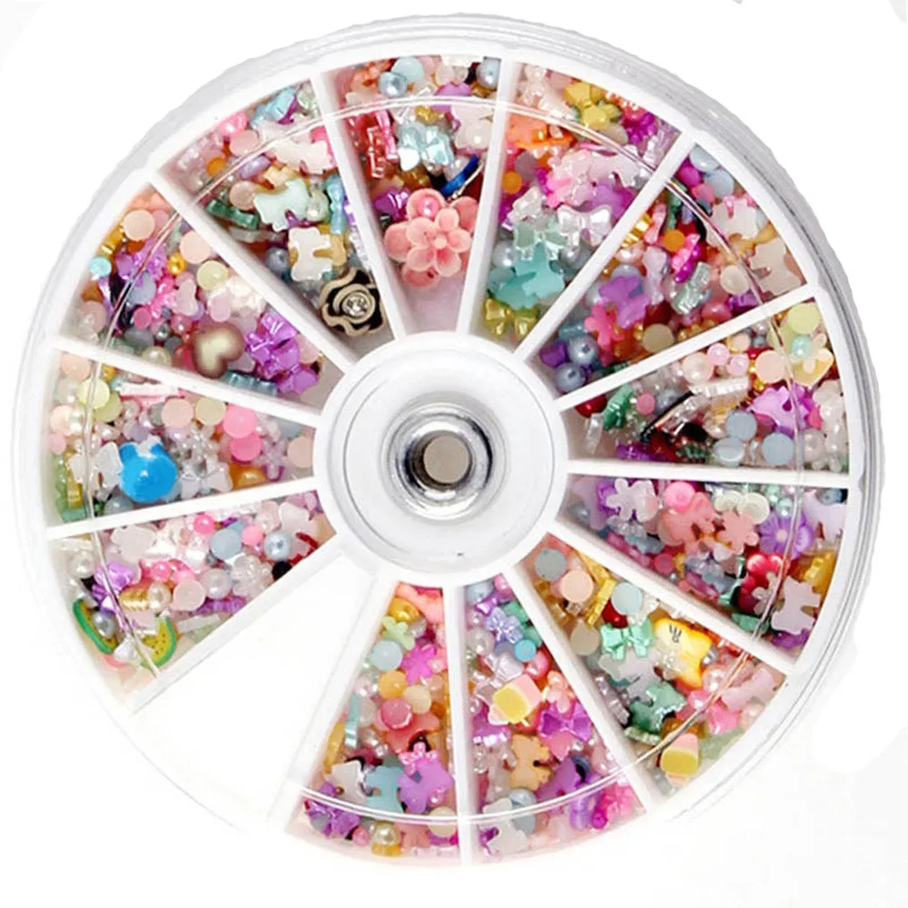 

2019 new arrival nail art decorations 3D Mix Fimo Nail Art Nail Tips Polymer Clay Slices Decoration