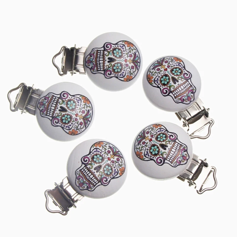 

DIY Accessories 5Pcs Baby Teethers Wooden Pacifier Clips Wood Metal Holders Cute Infant Soother Clasps Accessories 4.4x2.9cm