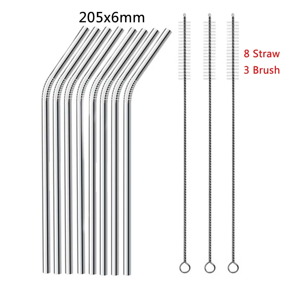 1-11 шт./лот многоразовая соломинка из нержавеющей стали металлическая соломинка с чистящей щеткой для кружек соломинки домашние вечерние аксессуары для бара - Цвет: 6