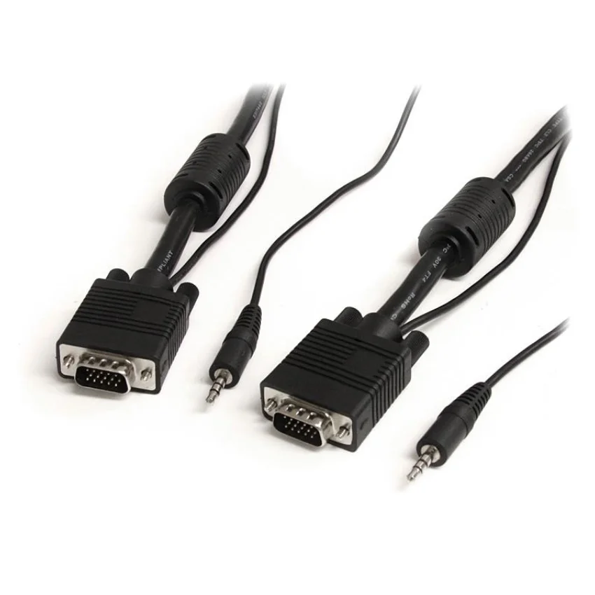 

StarTech.com Cable de 10m Coaxial VGA de Alta Resolucion para Monitor de Video HD15 Macho a Macho con Audio, 10 m, VGA (D-Sub)