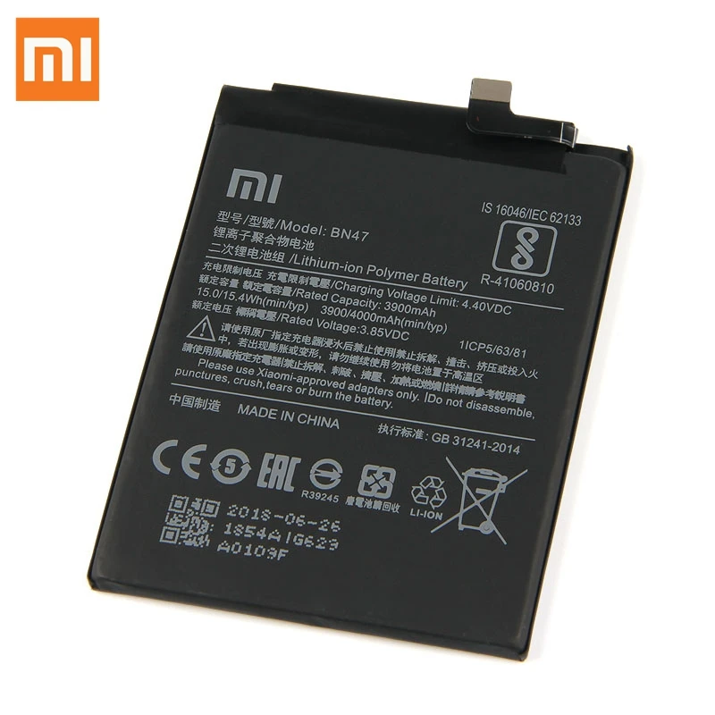 Оригинальная сменная батарея для Xiao mi Red mi 6pro mi A2 Lite Hong mi 6 Pro Redrice 6pro BN47, настоящая батарея для телефона 4000 мАч