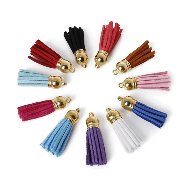 Mixed Colors 10 Pcs Embroidered Heart Keychains With Tassel