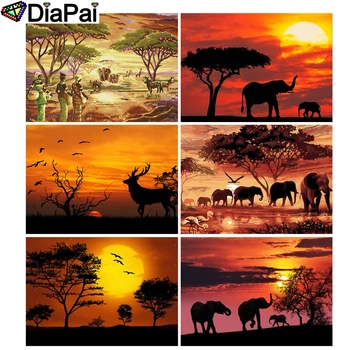 

DIAPAI 100% Full Square/Round Drill 5D DIY Diamond Painting "Animal elephant landscape" 3D Embroidery Cross Stitch Home Decor