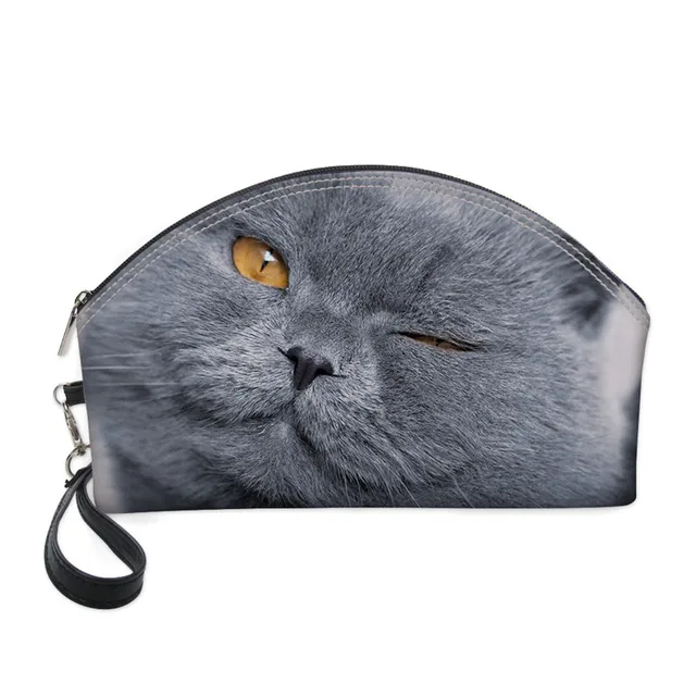 FORUDESIGNS Cute Cat Pattern Portable Travel Cosmetic Bag Makeup Case