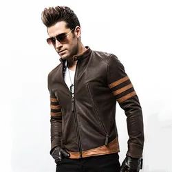 High-end brand men's zipper leather jacket Wolverine casual PU leather locomotive coat Logan bomber jacket slim coat size M-5XL