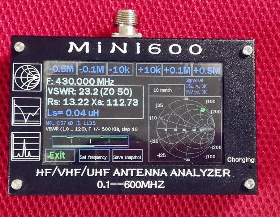 Mini600 5 V/1.5A HF VHF UHF антенный анализатор 0,1-600 MHz КСВ метр 1,0-1999