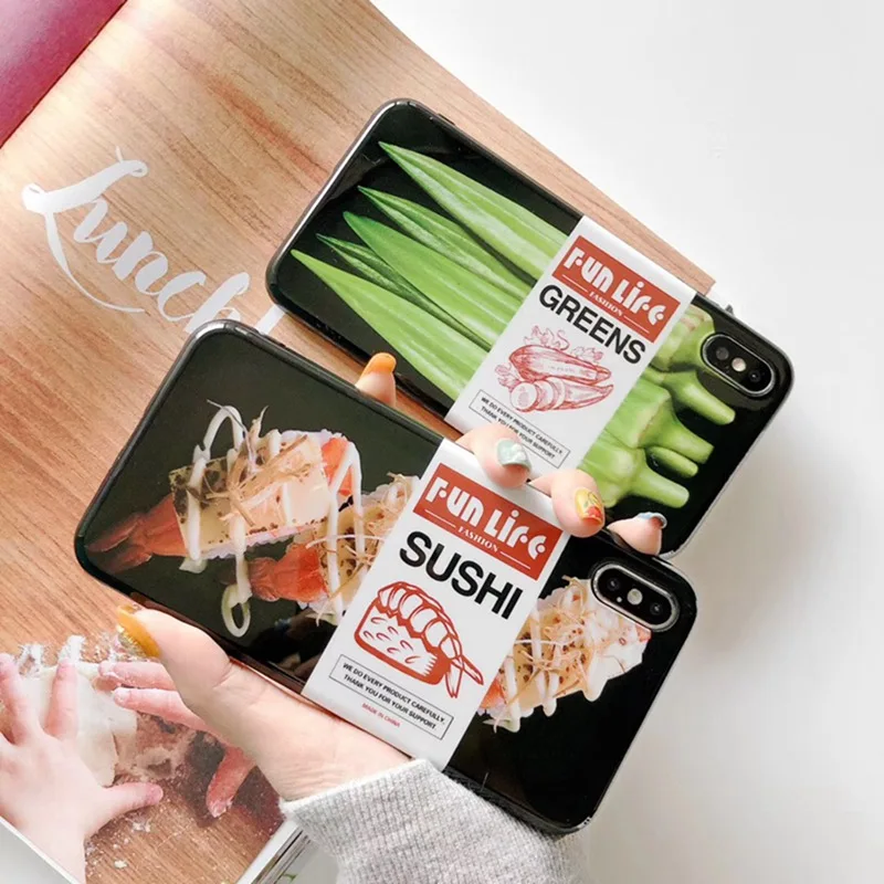 

Japanese and Korean black Japanese Sushi Tpu Case for iPhone XS Max XR XS 6 6S 7 8 Personality Set 6 6S 7 8 Cover