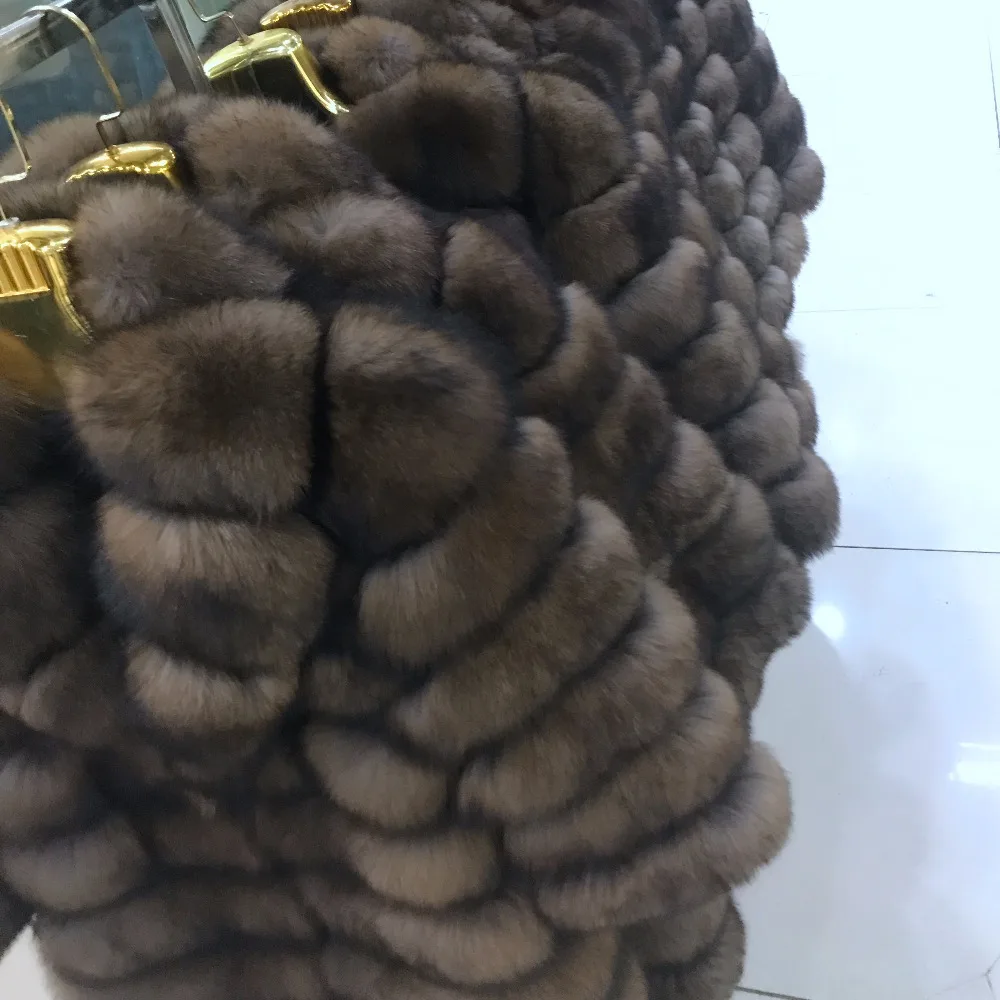 Suit collar Winter Real  Fox Fur Coat Thick Warm