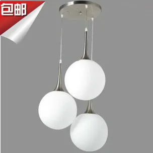 FREE SHIPPING EMS 3 HEAD Modern brief white glass ball pendant light restaurant lamp living room lights stair Pendant lamp