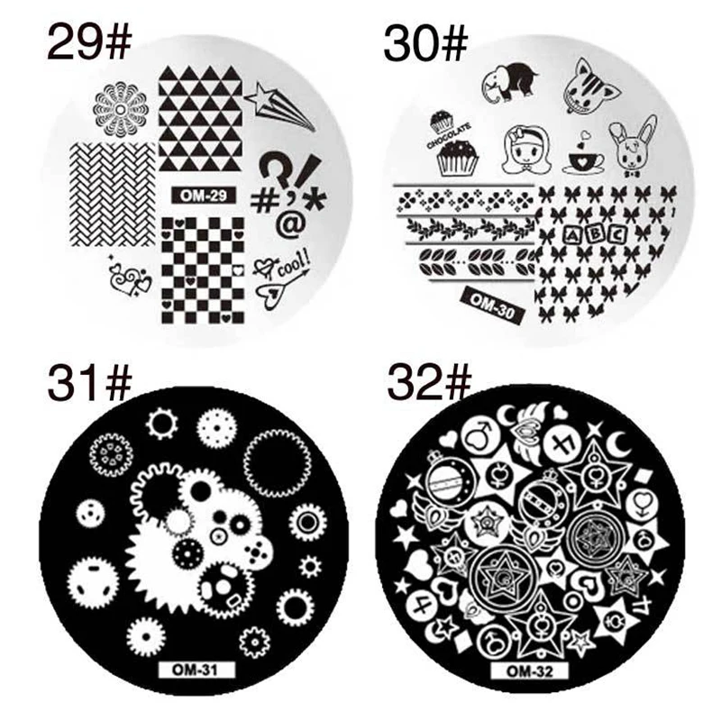 60 дизайнов ногтей пластины штамп штамповки набор круглый нержавеющая сталь DIY лак для ногтей, Печать Маникюр трафарет для ногтей шаблон