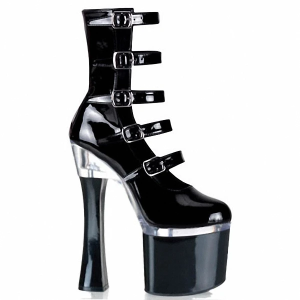 Schuhe Heel Bögen Exotic Mode Geschlossene High Punk Kurze Schwarzes Gladiator Stiefel Dancer Stiefeletten 18 pumpen Plattform 8 Zoll Zehe Heels frauen Cm 6wCCSqR