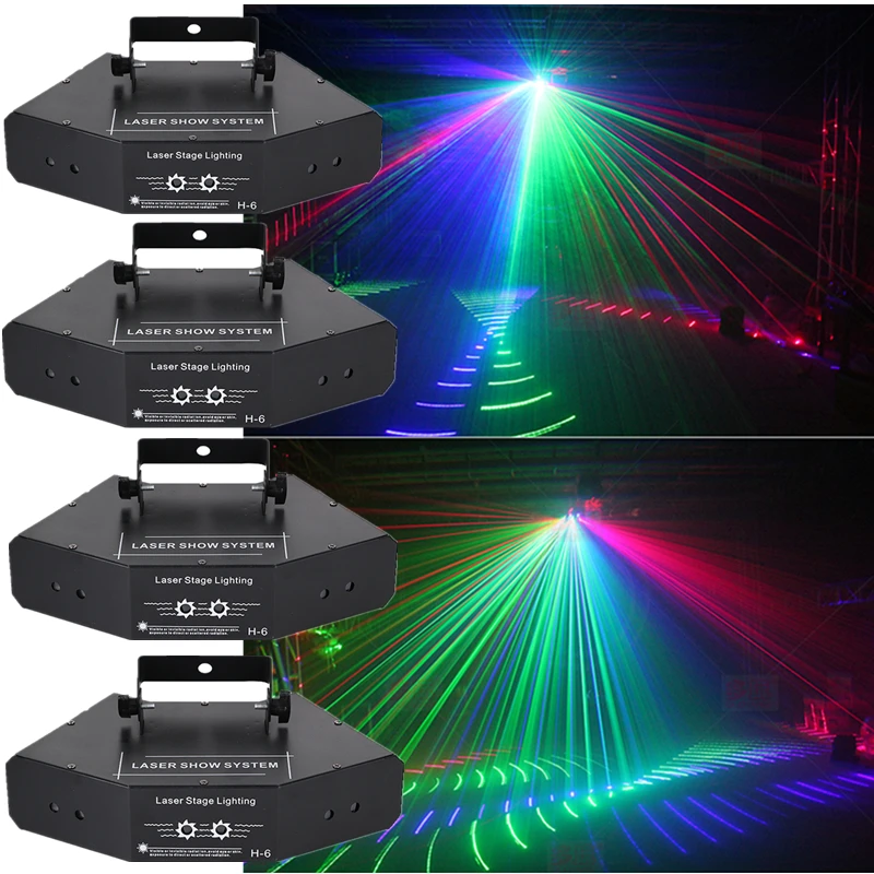 4pcs/ RGB six eye laser light / disco light R100MW, G200MW, B200MW scanning laser light