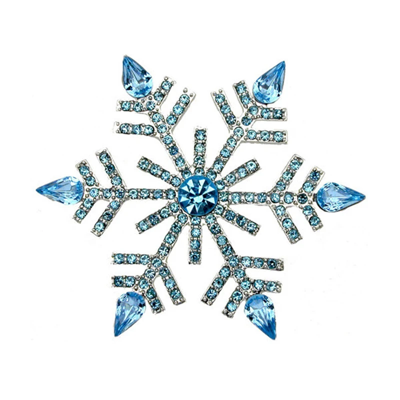 OneckOha Стразы Броши «Снежинка» синий снег булавка Рождественский подарок Размер 6 см