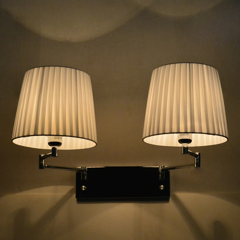 Современный короткий настенный светильник, американский индивидуальный светильник, тканевый светильник, настенный светильник для спальни, прикроватный светильник E27