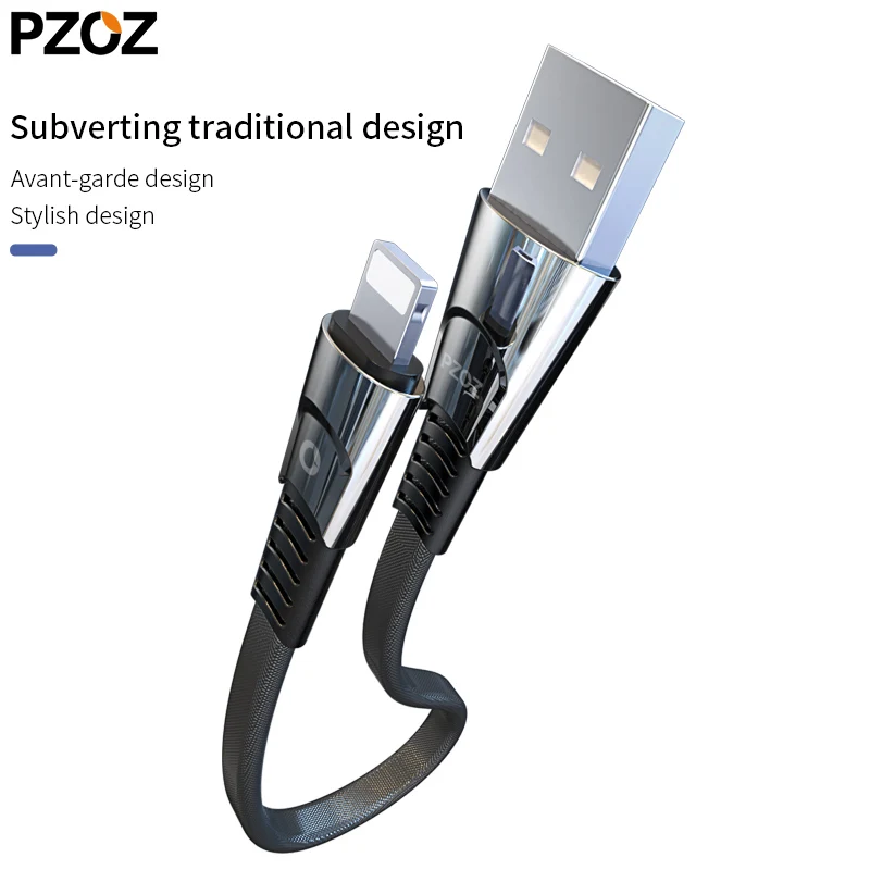 PZOZ ل iphone Xs ماكس كابل شحن Usb الزنك سبيكة معدنية سريع شاحن آيفون X 8 7 6 s 6 s 5 s قصيرة الحبل الهاتف المحمول كابل