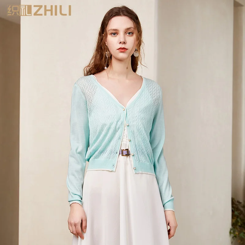

ZHILI Spring and Summer 2019 Sweet Comfortable Long Sleeve Cropped Cardigan (S-4XL)