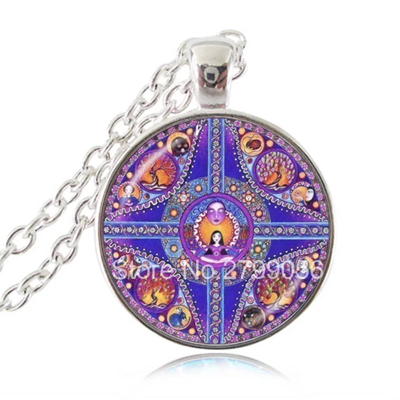 

Virgo Astrology Necklace Mandala Zodiac Pendant Vierge Purple Orange Geometric Inspirational Sweater Chain Necklace Om Jewelry