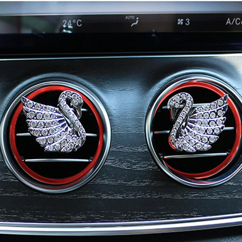 

Car Ornaments Crystal Diamond Swan Air Freshener Car Air Vent Perfume Solid Fragrance Clip Fashion Auto Interior Decoration Gift
