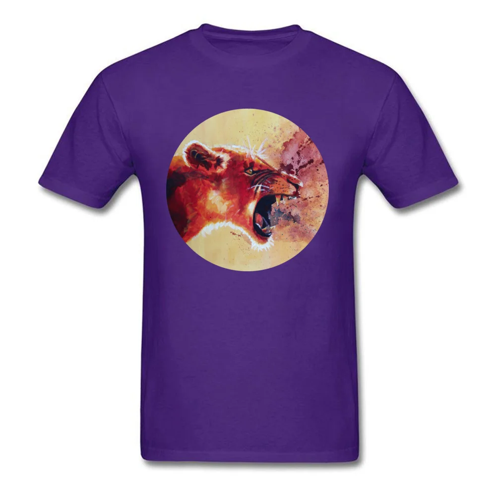 Men New Coming Tops Shirt O-Neck Summer/Autumn 100% Cotton Top T-shirts Fashionable Short Sleeve Roar Lion portrait Tshirts Roar Lion portrait purple