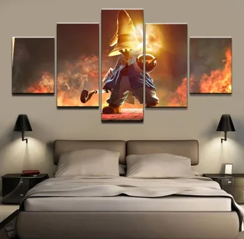 

Modern Wall Art Frame Canvas Canvas Painting 5 Panel Black Mage Game Final Fantasy IX Modular Painting Decor Wall Picture