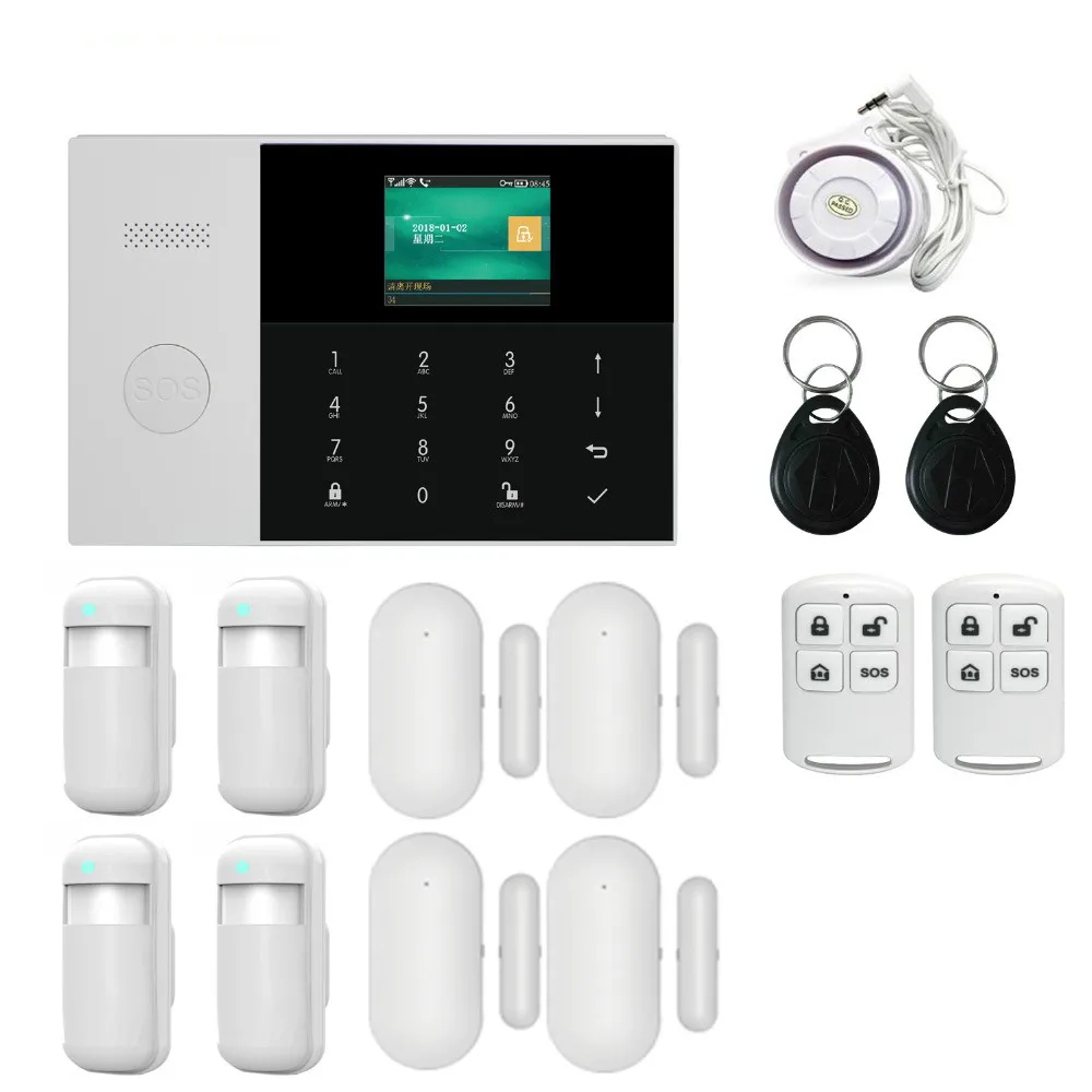 Dual network Wireless WiFi 3G WCDMA GSM GPRS home Alarm system APP remote control with 2.4 inch LCD for smart Home Security