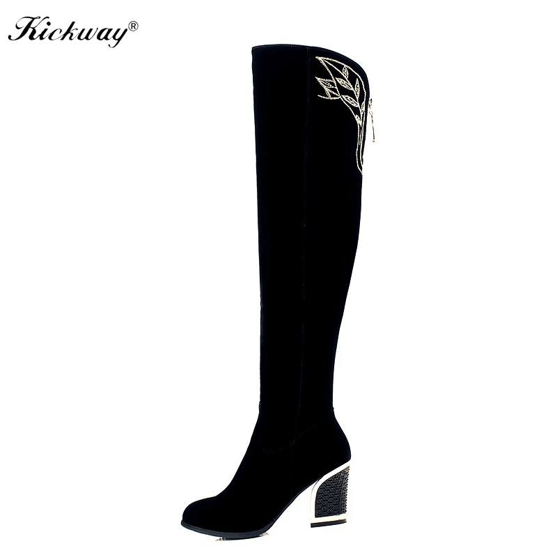 

2016 new boots shoes Women Shoes Fashion Solid Round Toe Boots Sexy Over Knee Thin High Heels Platform Women Boots 35