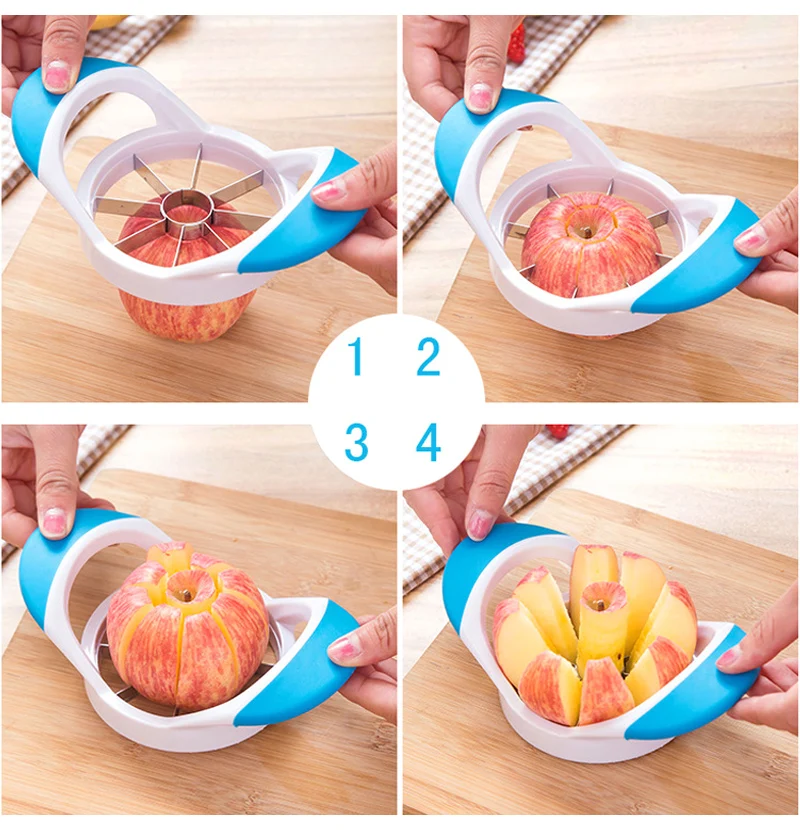 Fruit Vegetable Tools Apple Cutter Sharp Apple Slicer Corer Divider Stainless Steel Apple Pear Onion Cutter Knife Kitchen Gadgets (13-1)