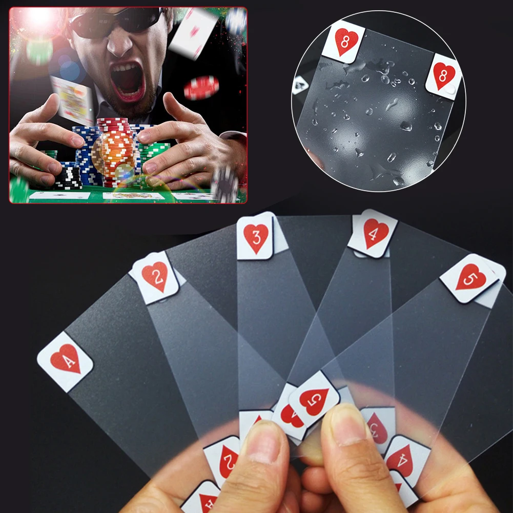 Прозрачные игральные карты, колода для игры в покер, Прозрачная Фольга, набор для покера, пластиковые волшебные карты, водостойкие карты, волшебные