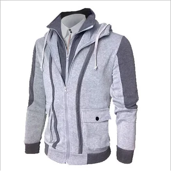 

2017 Spring Men Jacket Outwear Casual Patchwork Bomber Jackets Fake two piece Fashion North Slim fit Baseball Jacket Homme z15