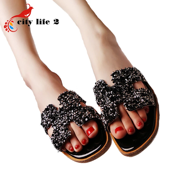 Sequins Summer Shoes font b Women b font Flat Sandals Fashion Paillette Slippers Zapatos Mujer