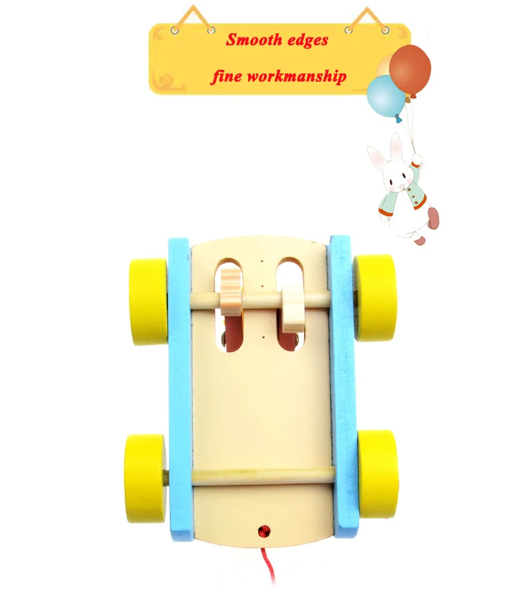 Creative Baby Toys Wooden Early Education Children White Rabbit Trailer Toy Baby Beat Drum Cart Trailer Round Gift Learn to Walk (7)