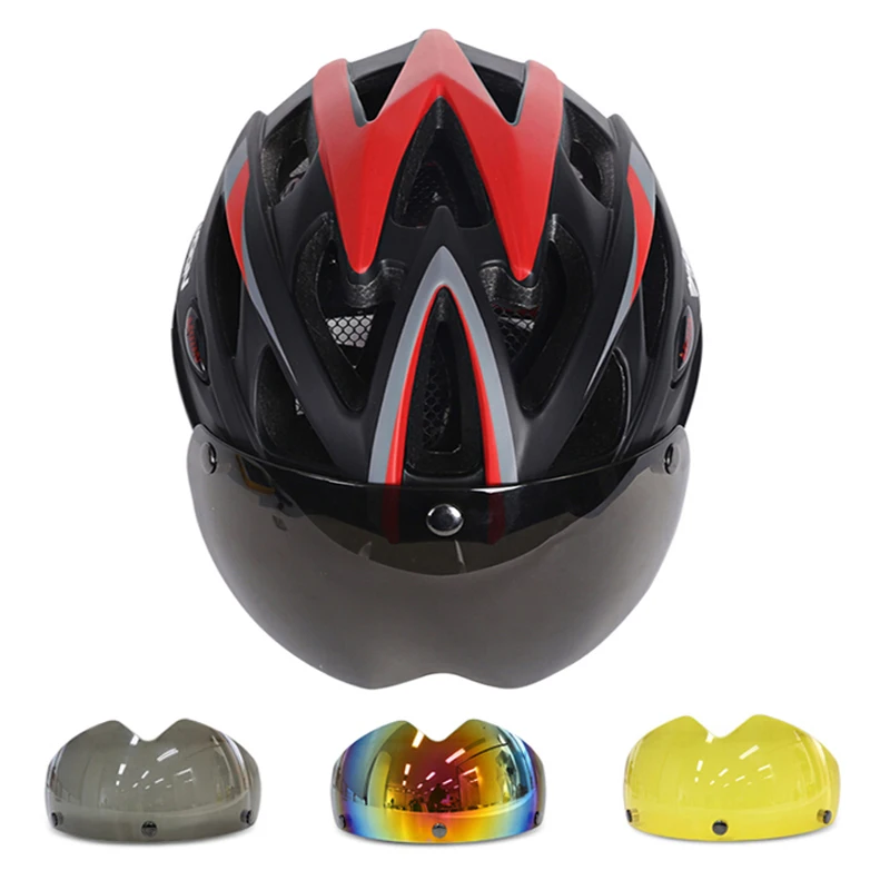 MOON 275g Goggles Bicycle Helmet Ultralight Bicycle Helmet With Lens In mold Bike