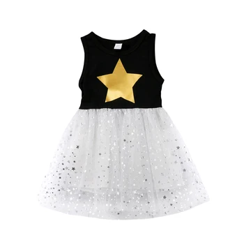 

Toddler Kids Baby Girls Princess Dress Summer Sleeveless Round Neck Star Pageant Party Wedding Tutu Dresses Girl Clothing