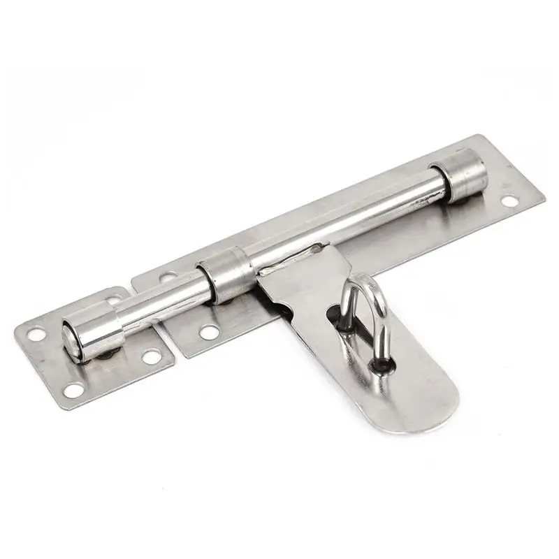 

Stainless Steel Garage Door Gate Security Barrel Bolt Latch Padlock Hasp Silver