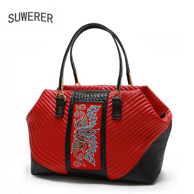 

genuine Leather bags 2018 new fashion luxury Handmade drawing color flowers embossed handbags designer handbags