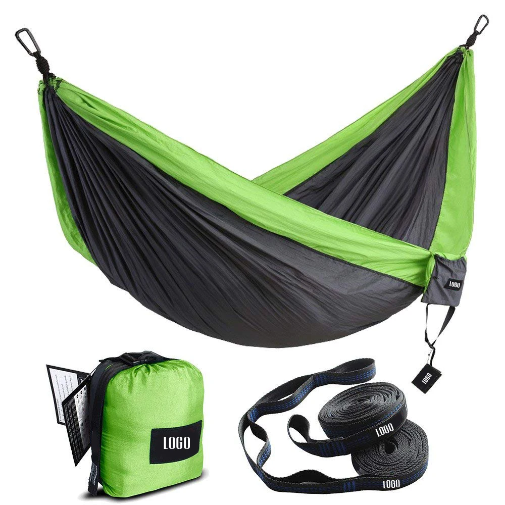 Double Camping Hammock with Hammock Tree Straps Portable Parachute Nylon Hammock for Backpacking Travel Double Camping Hammock with Hammock Tree Straps Portable Parachute Nylon Hammock for Backpacking Travel