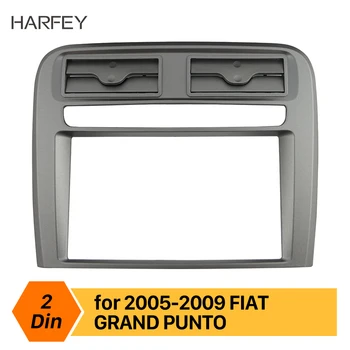 

Harfey Car 2DIN Stereo Fascia GPS Bezel Trim Kit Cover for FIAT GRAND PUNTO 2005-2009 (Left Hand Drive) Dash Install Panel Plate