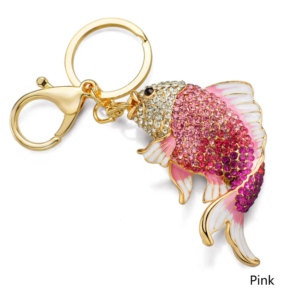 Fish Keychain Fashion Rhinestone Cyprinoid Lucky Carp Key Chains Woman