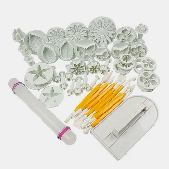 

46Pcs/set Sugarcraft Cake Decorating Tools Fondant Plunger Cutters Tools Cookie Biscuit Cake Mold Flower Set Baking Accessories